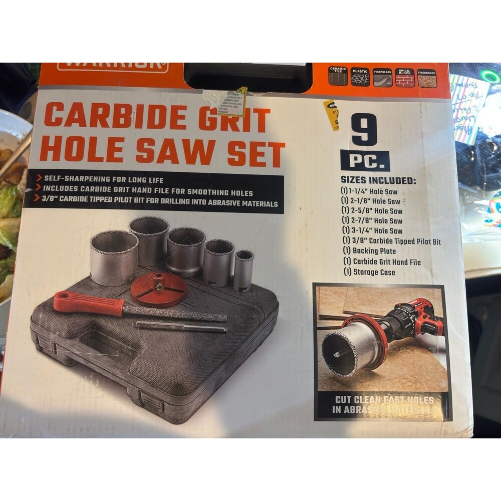 New Warrior 9 Pc. Carbide Grit Hole Saw Set